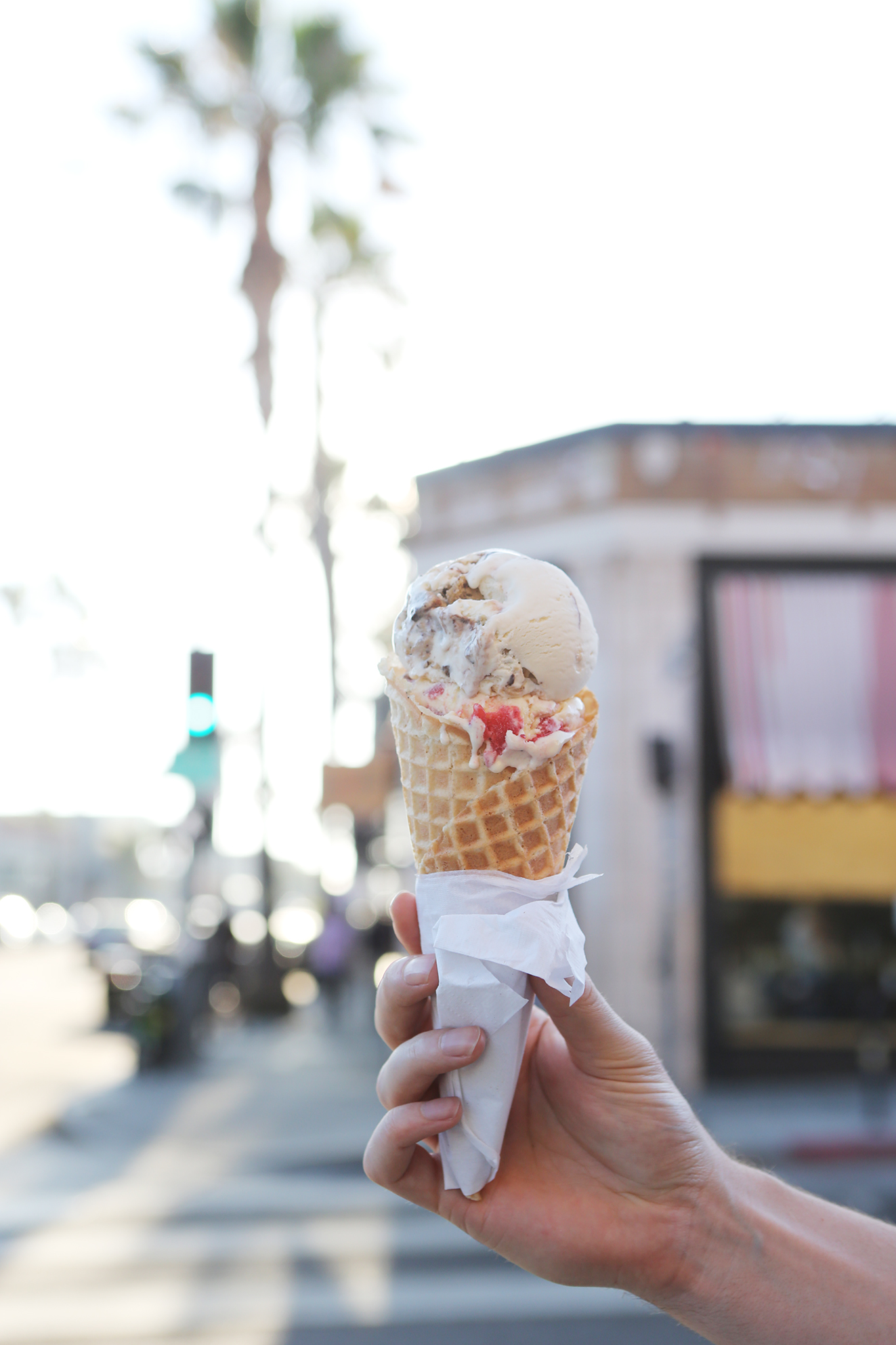 Roasted strawberry and white chocolate ice cream from Salt & Straw.