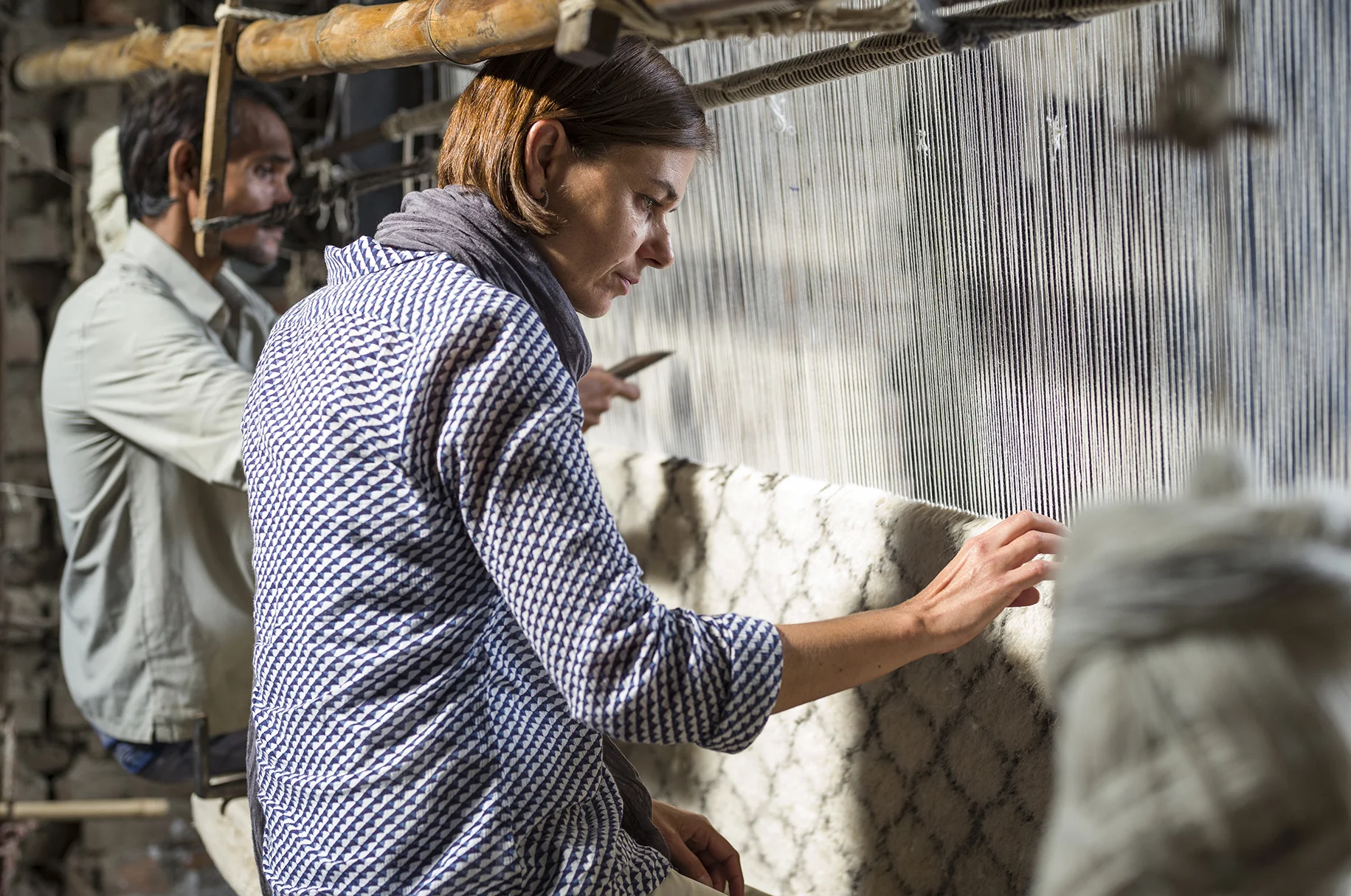Sally Pottharst with one of the artisans. 