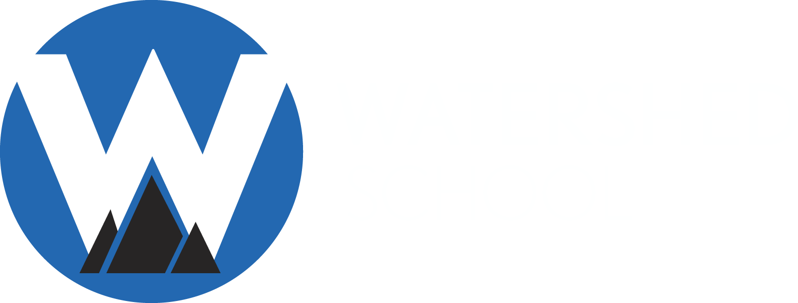 Blue and White "W" logo for Watershed School