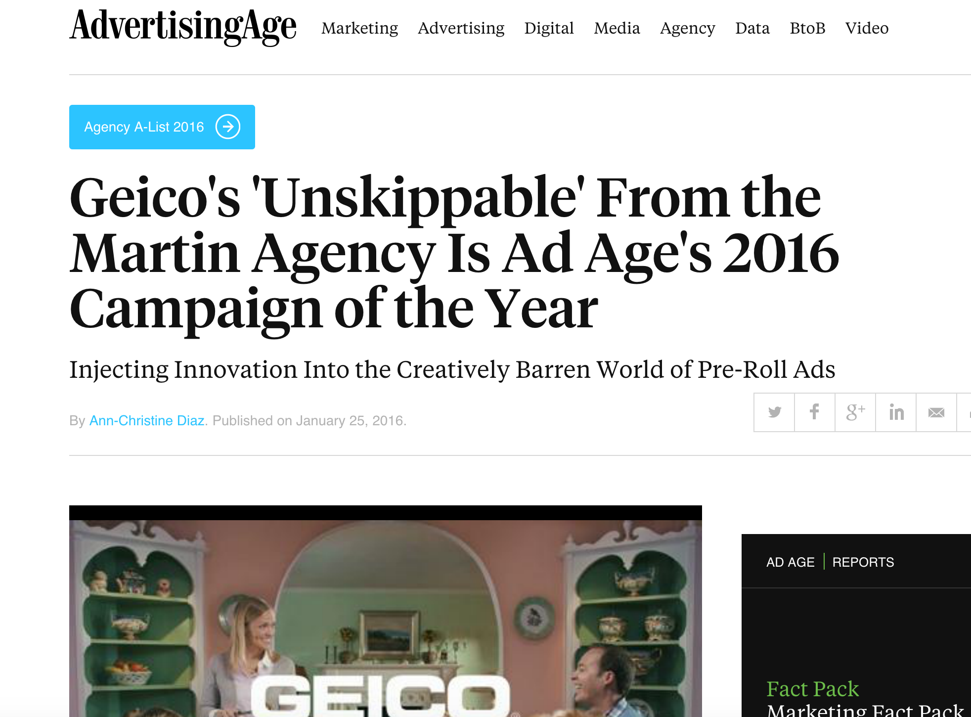 Geico's 'Unskippable' is Ad Age's 2016 Campaign of the Year