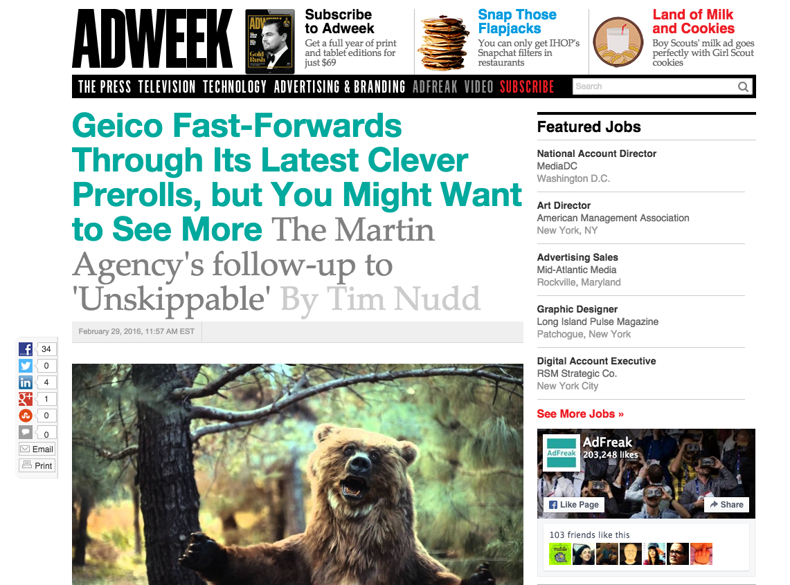Geico Fast-Forwards Through Its Latest Clever Prerolls