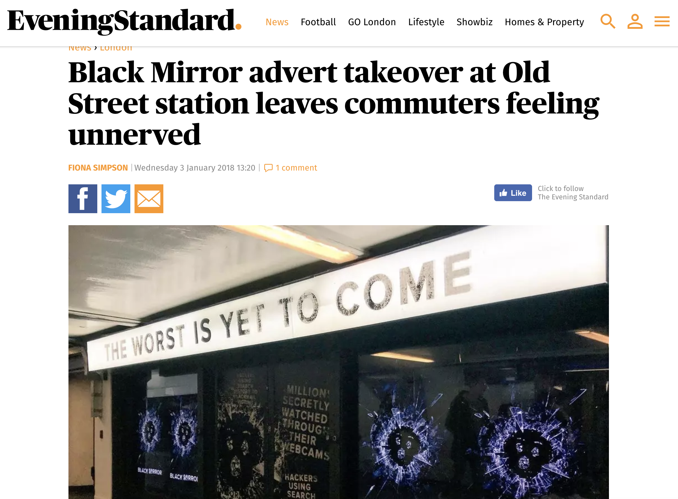 Black Mirror Ads take over Old Street Station