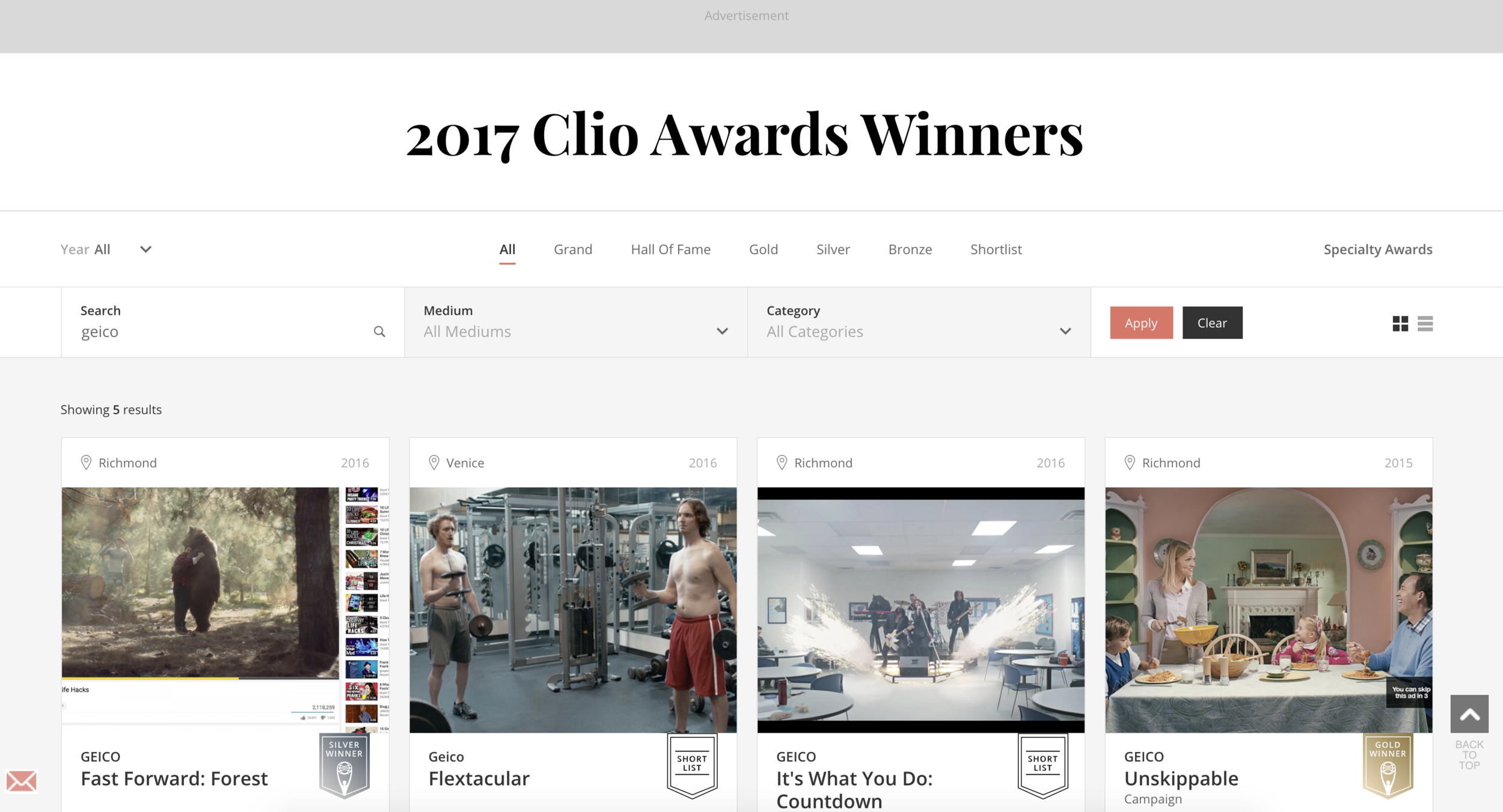 GEICO's Fast Forward wins Clio's Silver