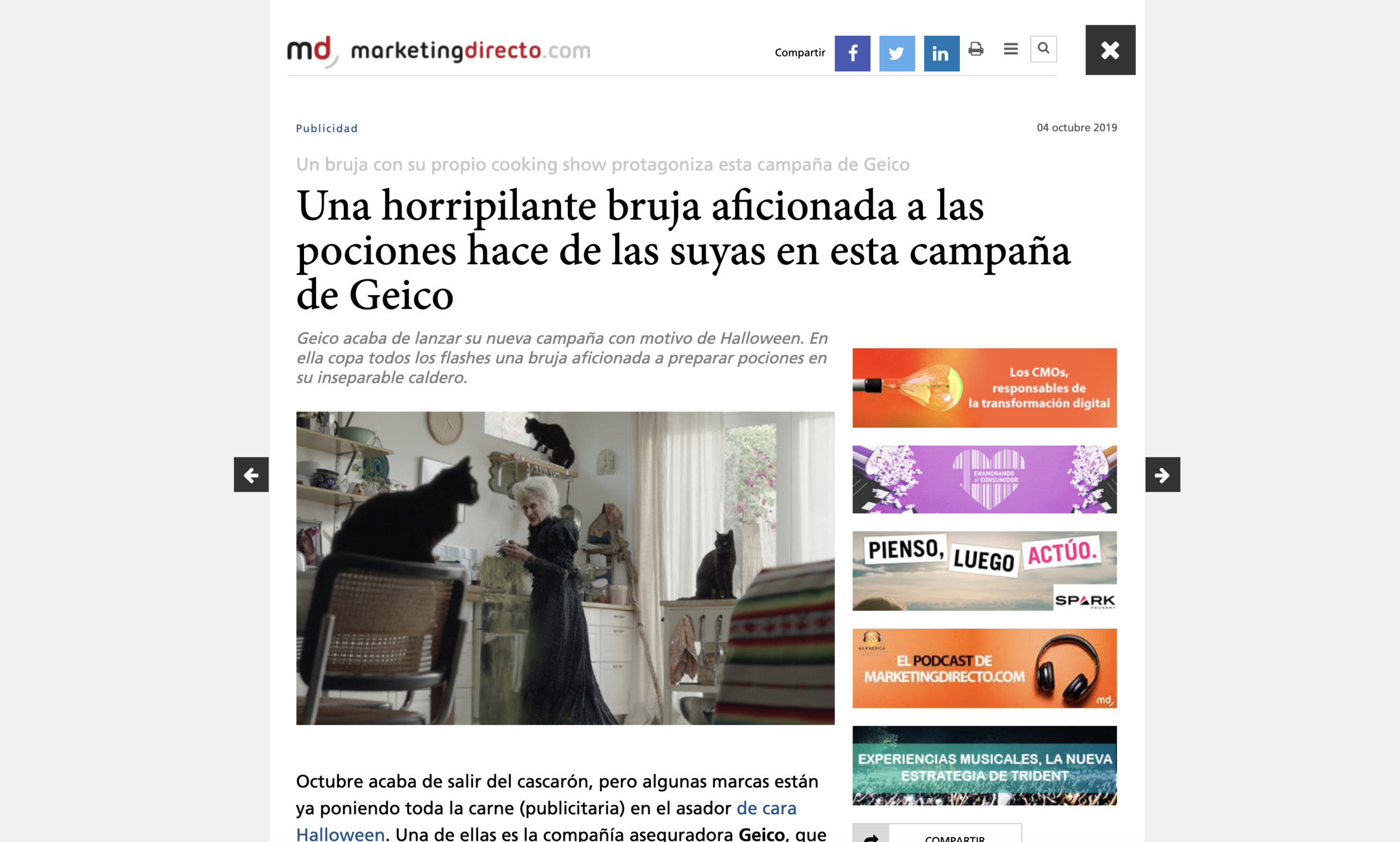 Una horripilante bruja aficionada a las pociones hace de las suyas en esta campaña de Geico