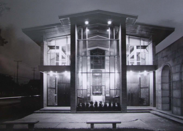 ACADIAN MODERNISM: John Desmond. First Christian Church, Hammond, LA, 1960. Photo by Frank Lotz Miller circa 1960. Louisiana National Register of Historic Places Database.