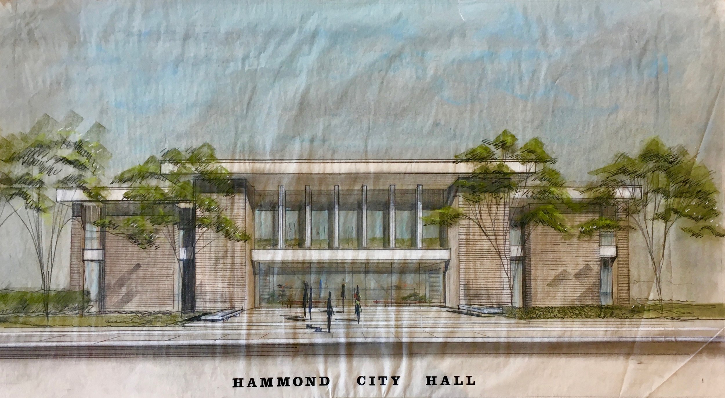 CITY HALL JOHN DESMOND, HAMMOND CITY HALL, HAMMOND, LA, JOHN DESMOND PAPERS, LOUISIANA AND LOWER MISSISSIPPI VALLEY COLLECTIONS, LSU LIBRARIES.