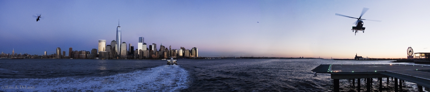 NY Harbor with Ferry Boat and Helicopters, 2013