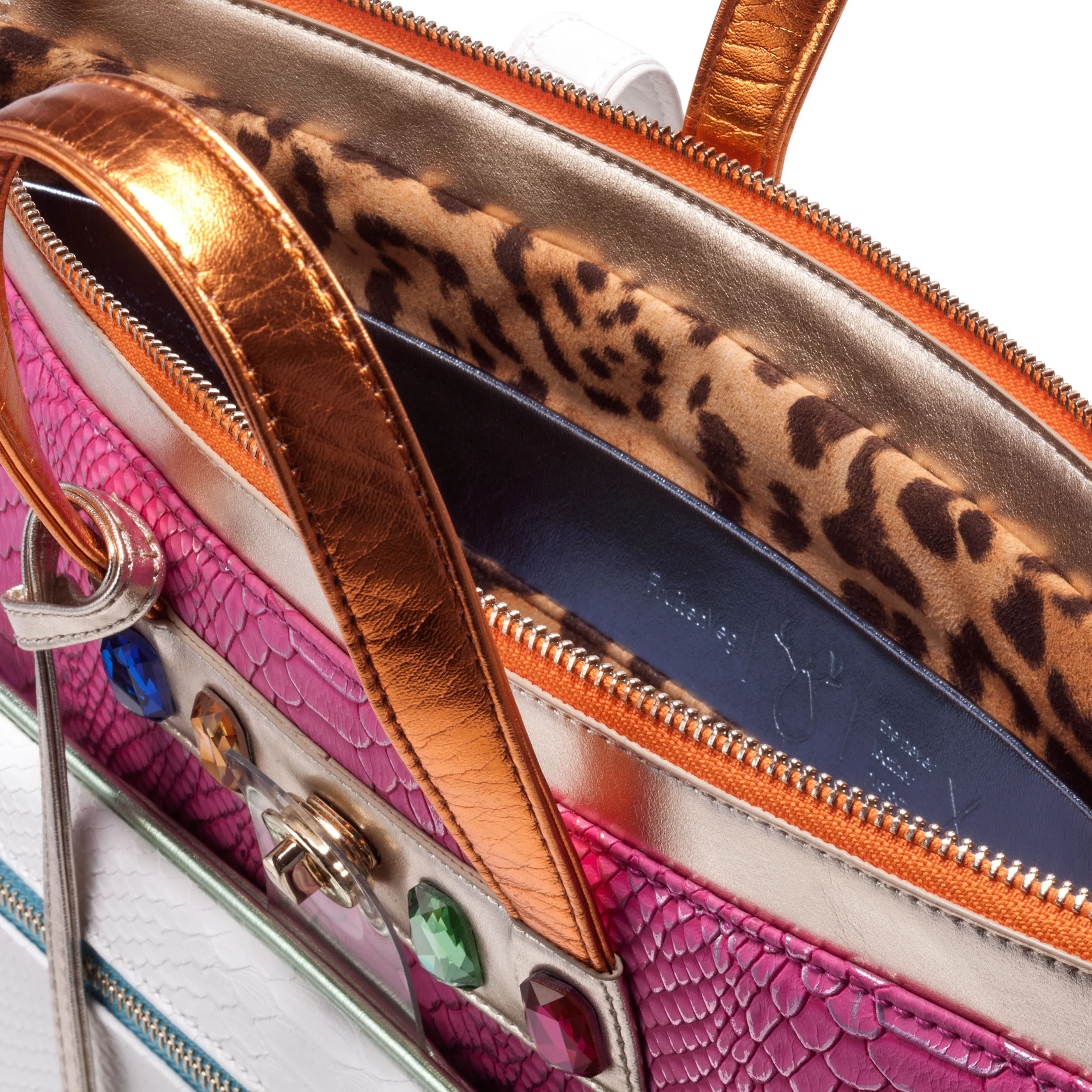 multicolor leather bag