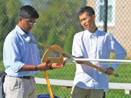 Physics goes outside for a hands-on lesson. A very normal matter at Middleburg Academy.