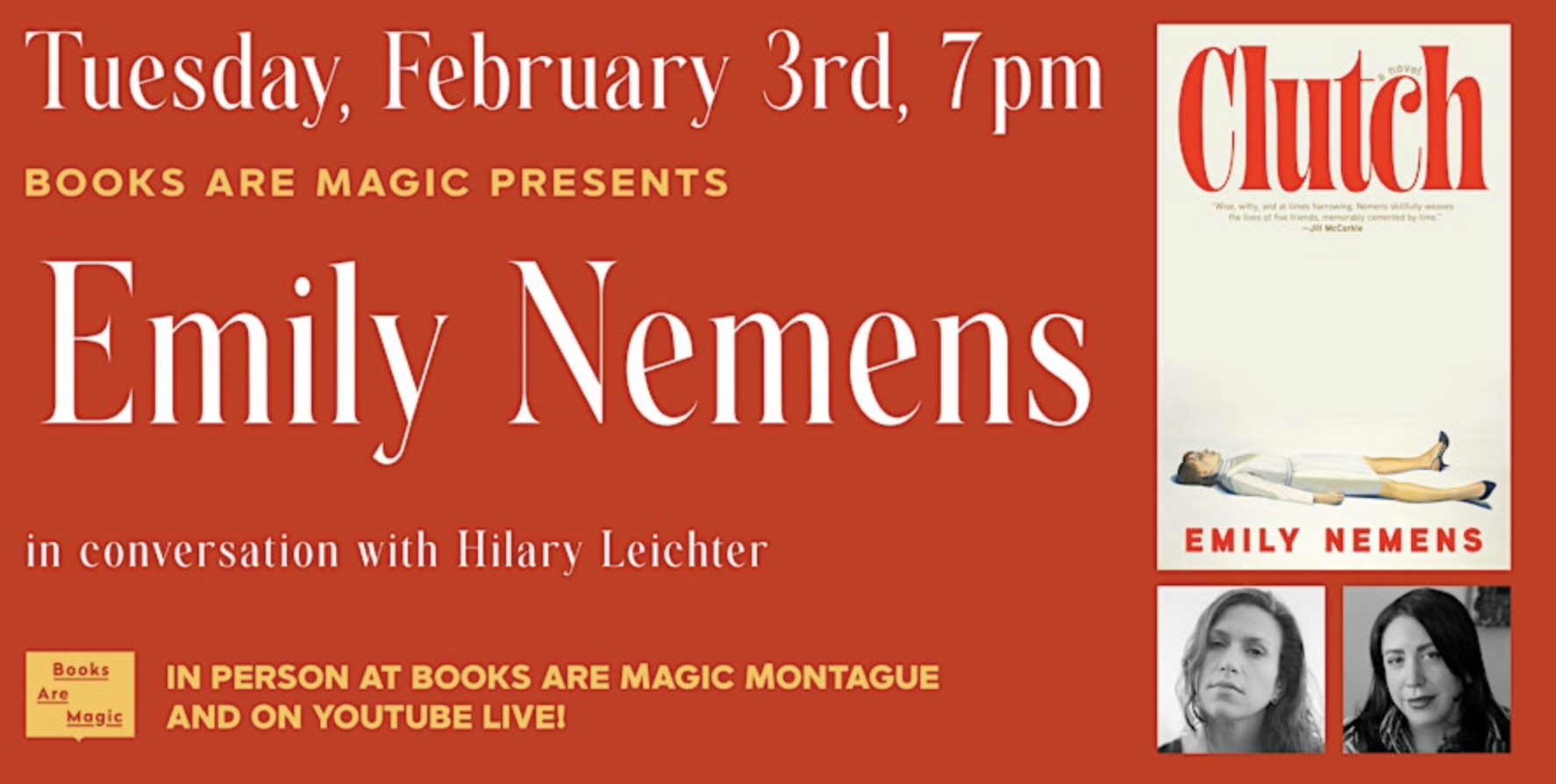 Clutch with Emily Nemens at Books Are Magic