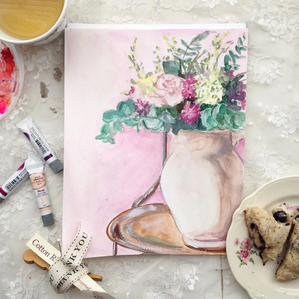 Watercolor sketch while munching scones. Part of the #breakfastsketching series.
