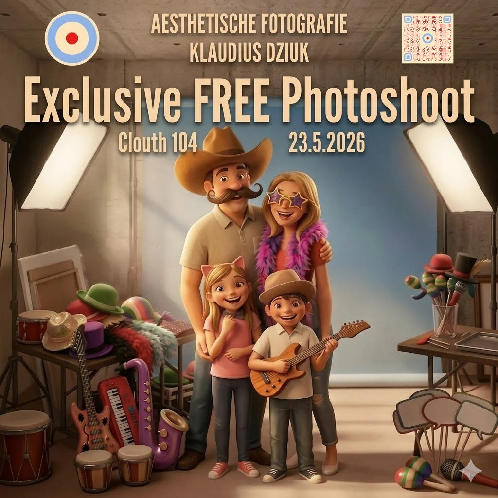 Exklusives GRATIS-Fotoshooting im Clouth 104! 📸✨

Sei dabei am 23. Mai 2026! Im Rahmen des Familienfests im Clouth 104 lade ich dich zu einer exklusiven, kostenlosen Fotoaktion ein. Schnapp dir deine Liebsten, nutz meine lustigen Requisiten und lass