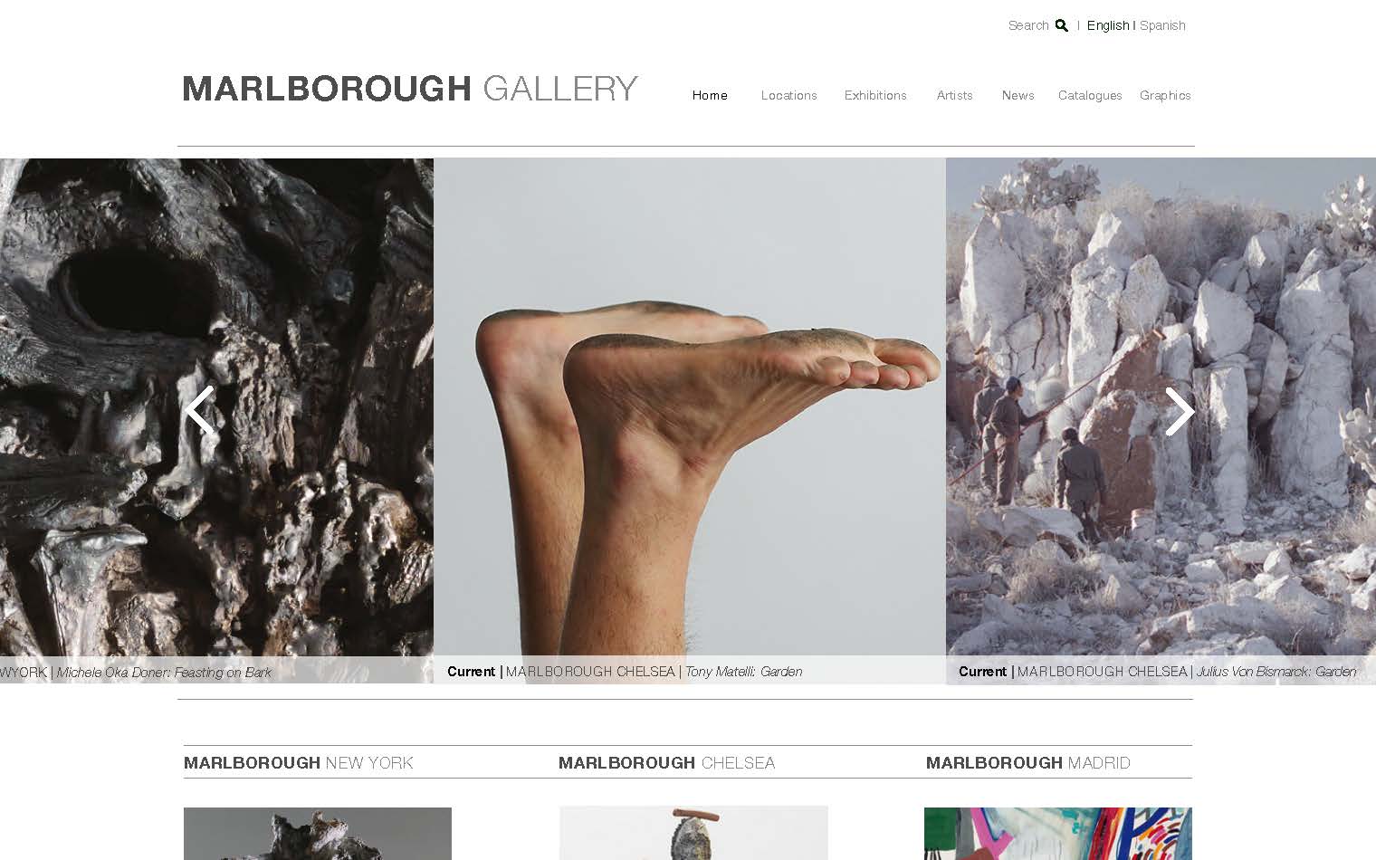 Possible website proposal for Marlborough Gallery