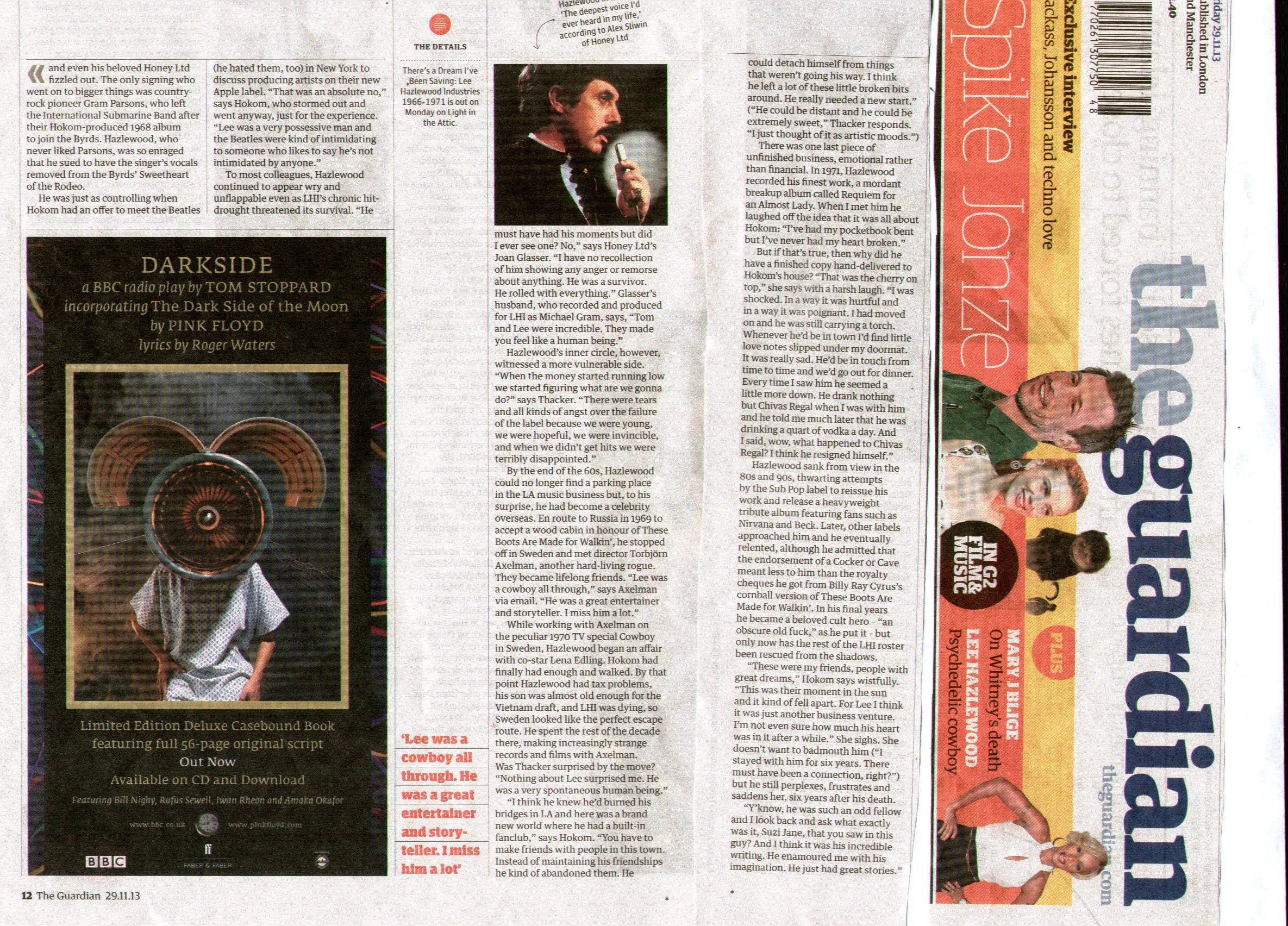Lee Hazlewood There's A Dream I've Been Saving: Lee Hazlewood Industries, The Guardian, pt 2 London Nov. 2013