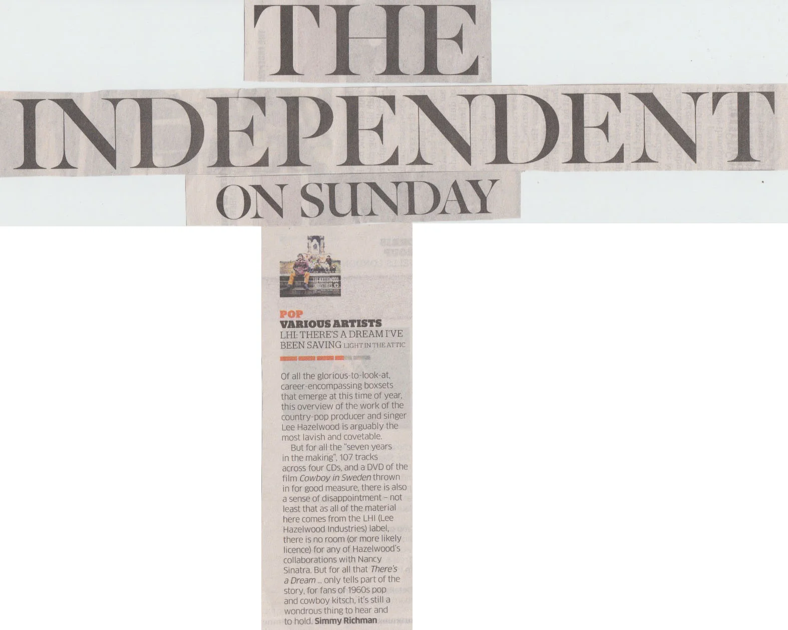 Lee Hazlewood There's A Dream I've Been Saving: Lee Hazlewood Industries, The Independent , Dec. 2013