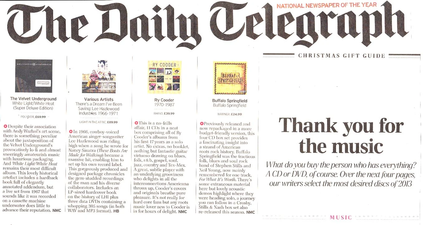 Lee Hazlewood There's A Dream I've Been Saving: Lee Hazlewood Industries, The Daily Telegraph Dec. 2013