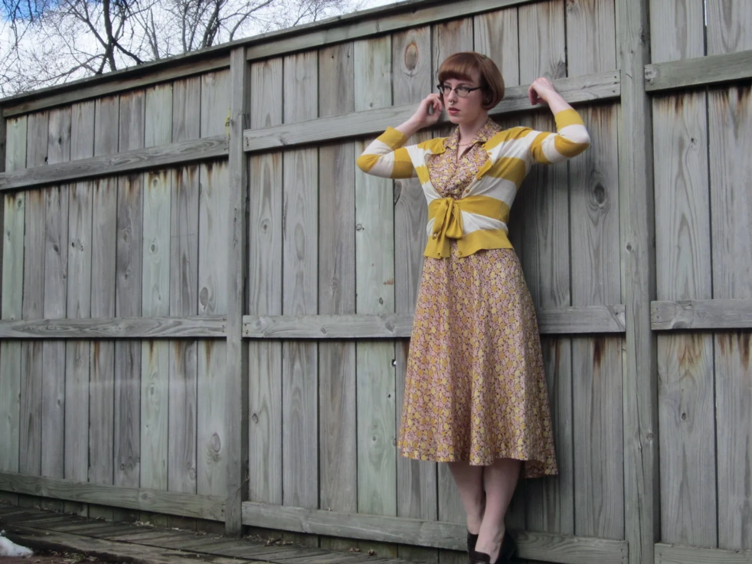 Dress: 40s vintage via dividing vintage moments / Cardigan: Moschino cheap and chic via buffalo exchange / shoes: Asos