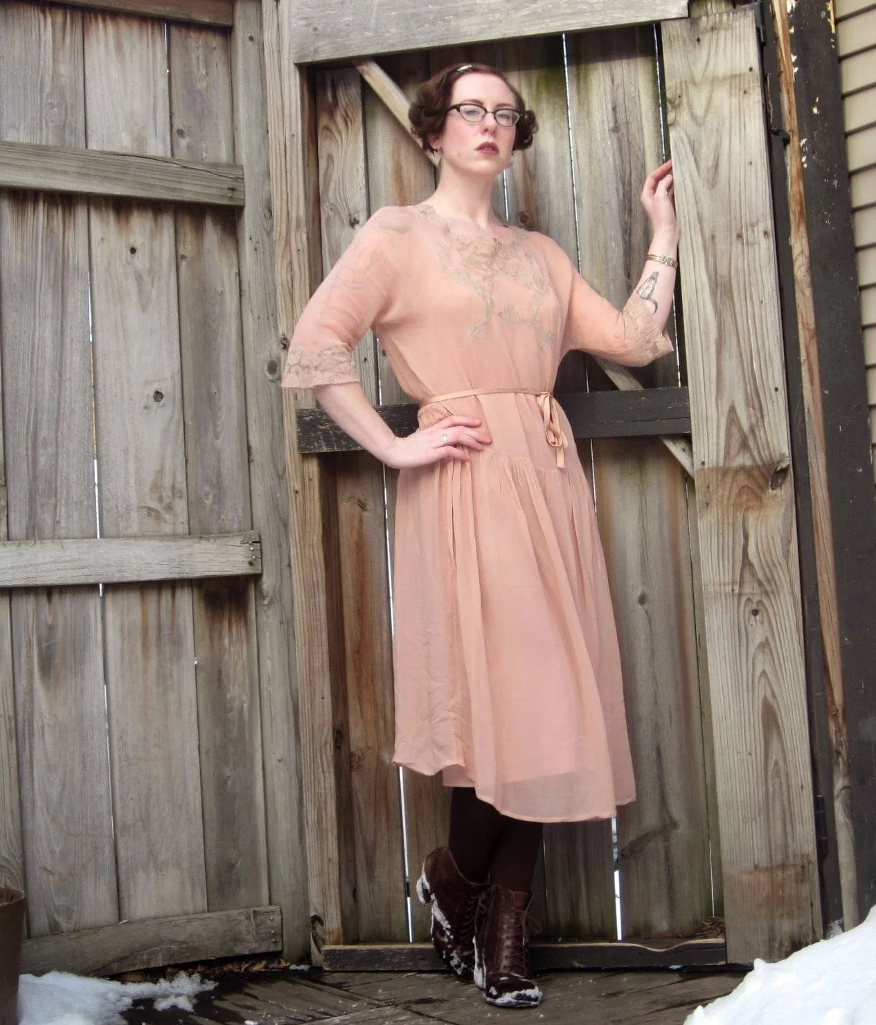 Fun fact - I feel down my back stairs coming out to get these pictures and spent several minutes trying to find my camera in the snow. Also, it was 20 degrees out! Hence the high beams. I hope you don't mind the reminder that I, in fact, have nipples.