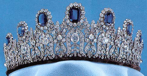 A good tiara helps. The Leuchtenberg Sapphire Parure Tiara made by the Parisian jeweler Marie-Etienne Nitot in the later half of the eighteenth century.