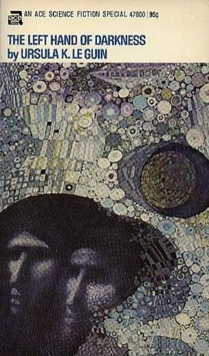 First Edition front cover of Ursula K Le Guin's The Left Hand of Darkness. Cover artist: Leo and Diane Dillion. 1969.