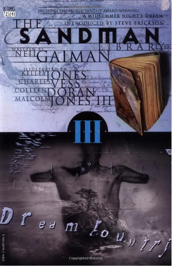 Dream Country, a collection of The Sandman issues 17-20, first issued in 1990, copyright DC Comics.