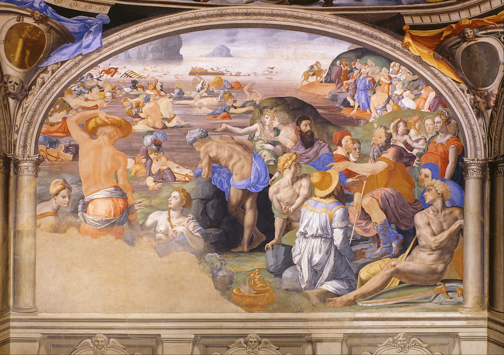 Agnolo Bronzino's Crossing of the Red Sea, circa 1540. Public domain via Wikimedia Commons. The painting is in the Palazzo Vecchio Museum .