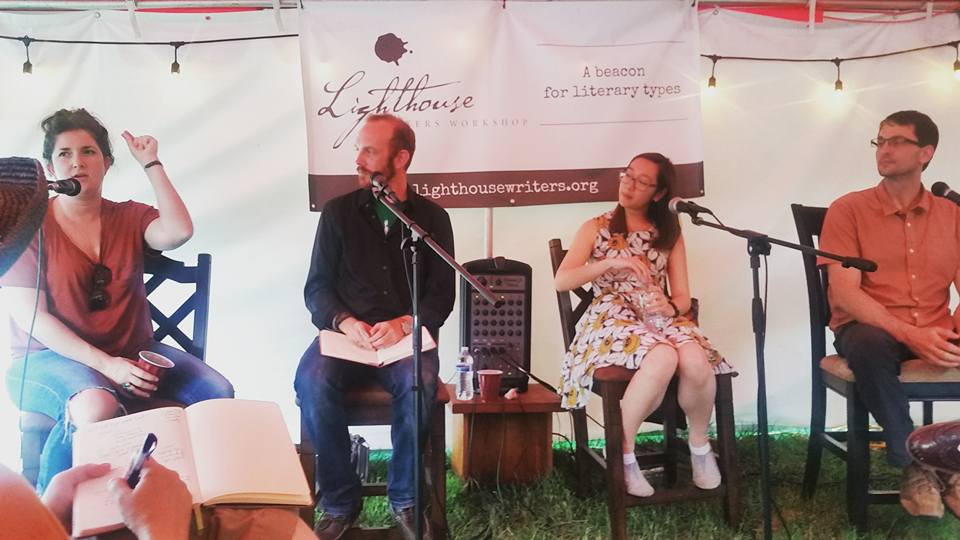 Panelists left to right: Claire Vaye Watkins, Alexander Lumans, Thao Le and Mark Springer.