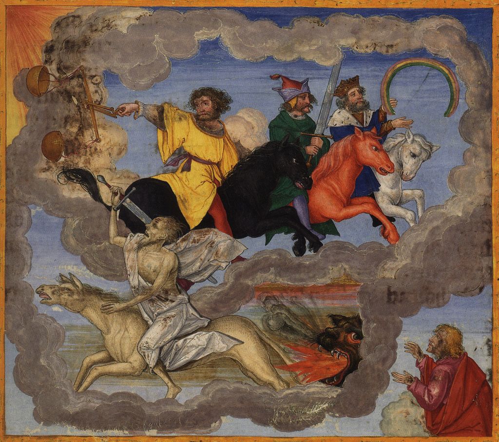 Honestly, this doesn't look so bad these days. The Four Riders of the Apocalypse , from the Ottheinrich Bible (c. 1530-32).
