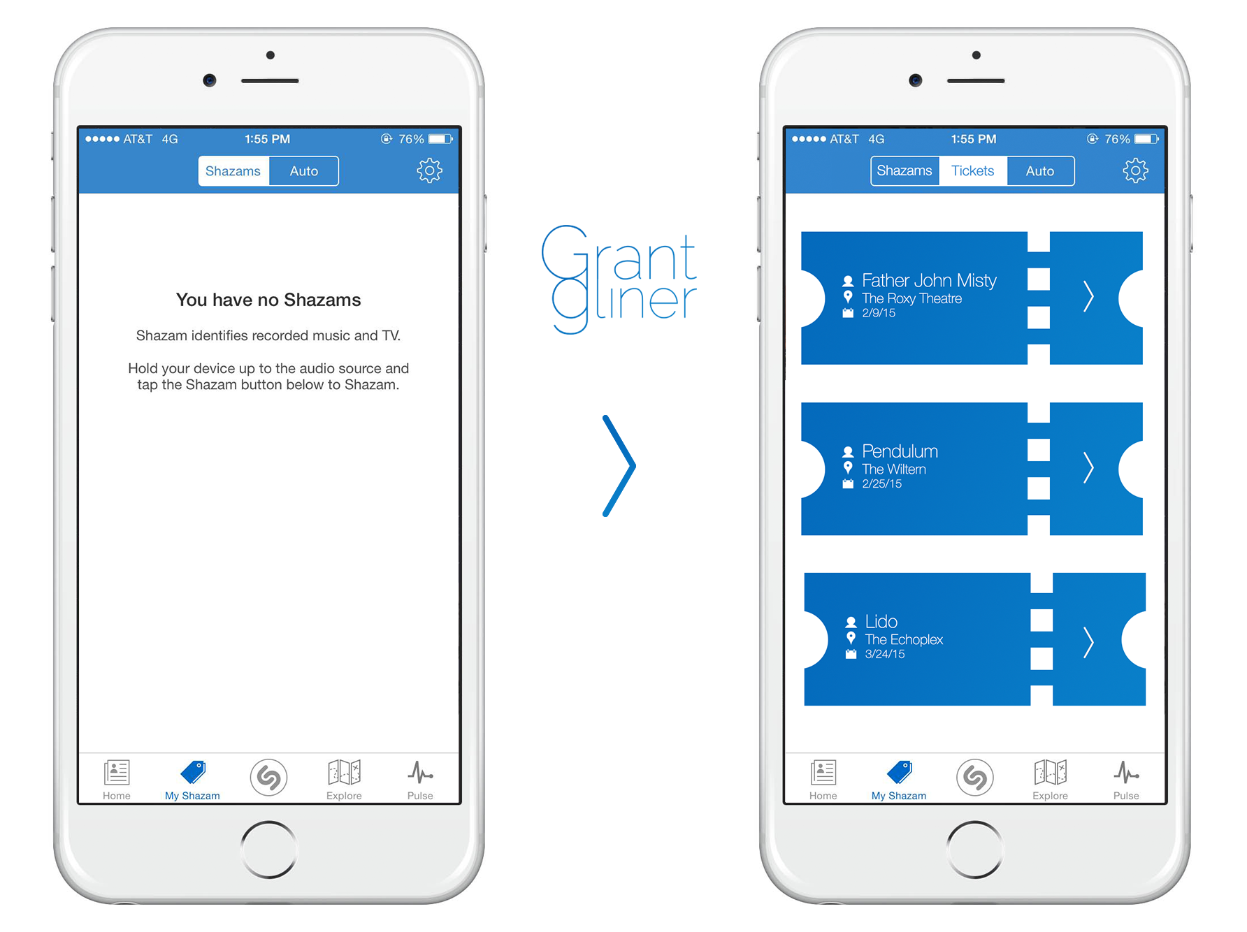 Using Purchased Tickets When a purchased ticket is tapped from anywhere within Shazam, the user is provided a QR code for entry to the venue, along with relevant information for the ticket.