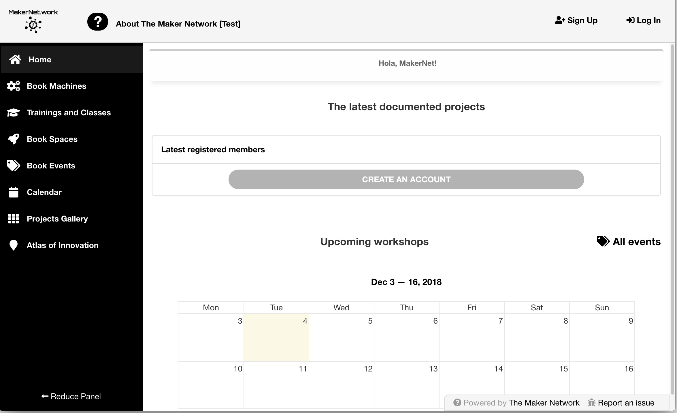 The current product demo homepage