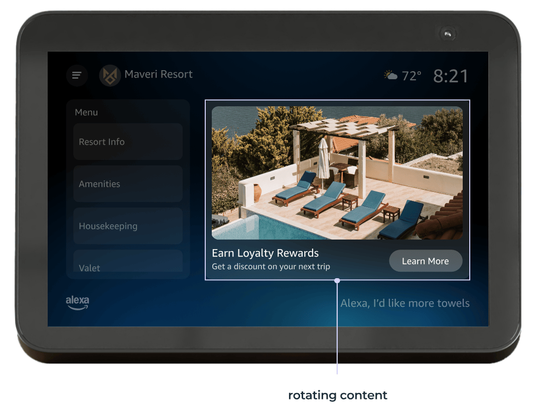  There is still a space for rotating content. Properties can use this space to show upsells, upcoming events, or anything else they would like to highlight visually. 