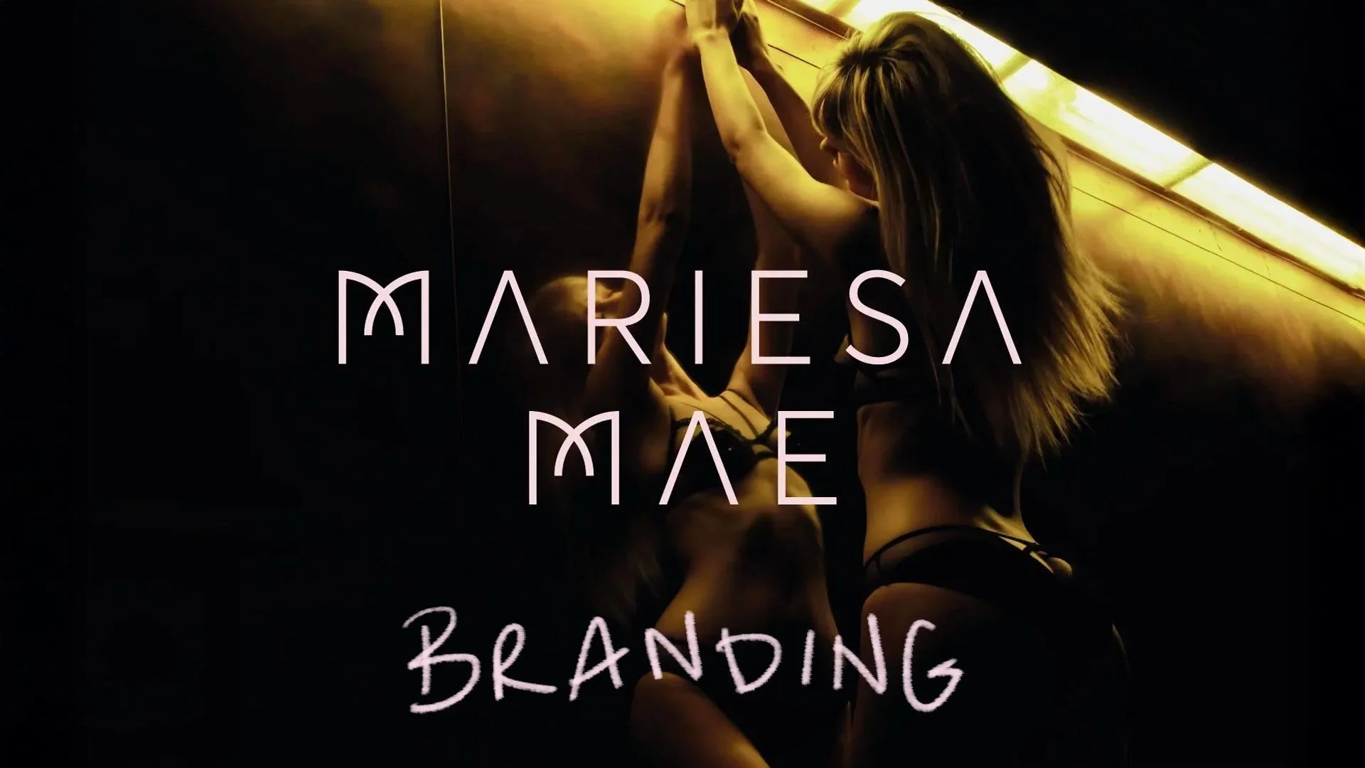 Lingerie start up brand logo over an image of a model