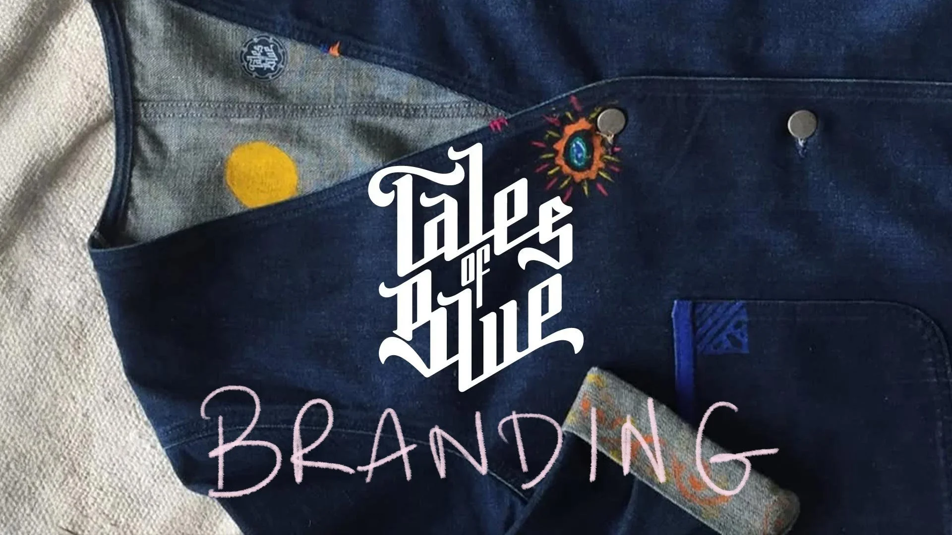 Custom typographic logo over an image of the product