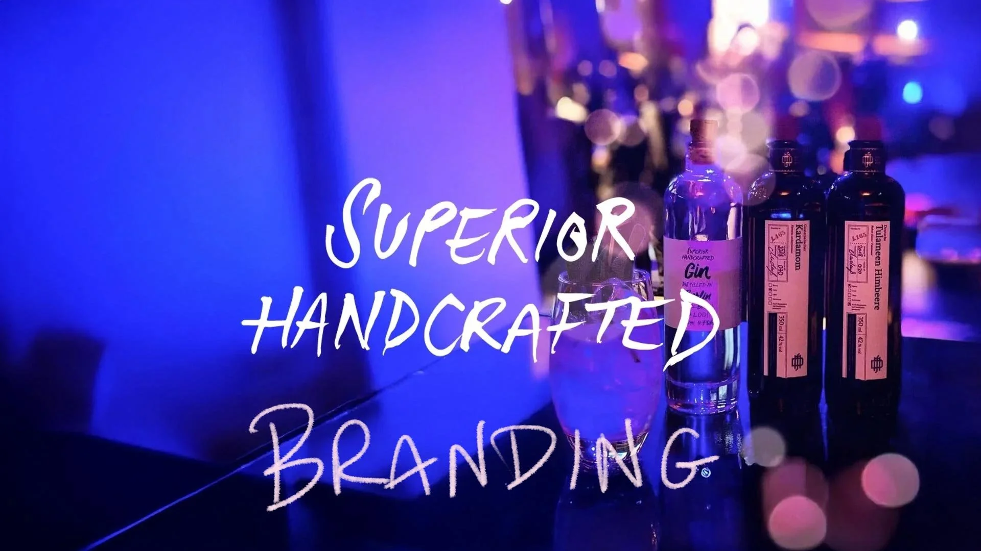 Hand rendered logo over an image of product