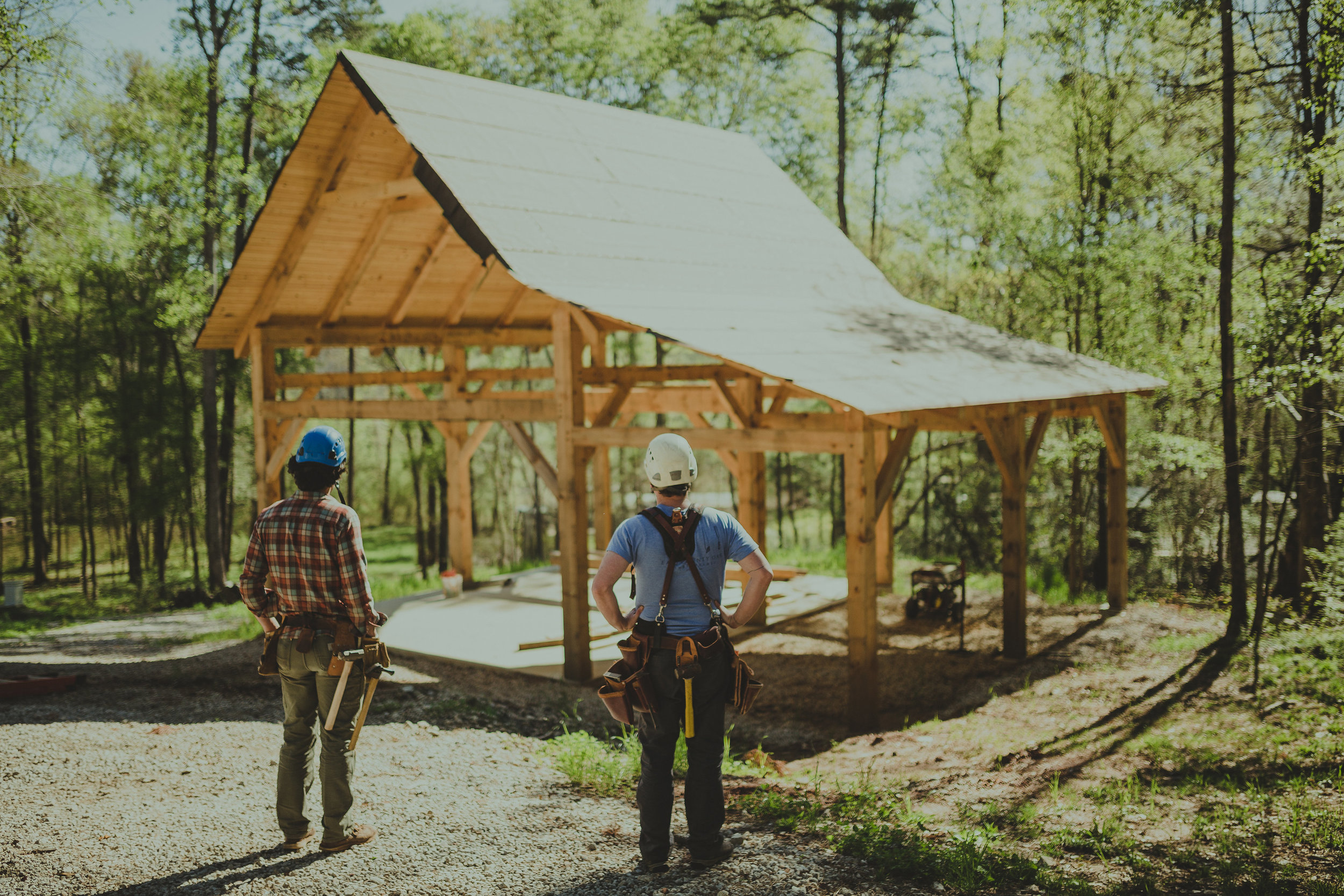  surveying hand crafted eastern white pine timber frame workshop athens georgia 