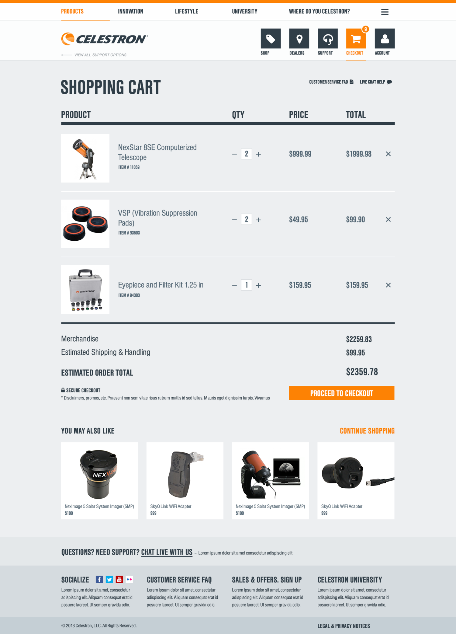 Celestron Shopping Cart
