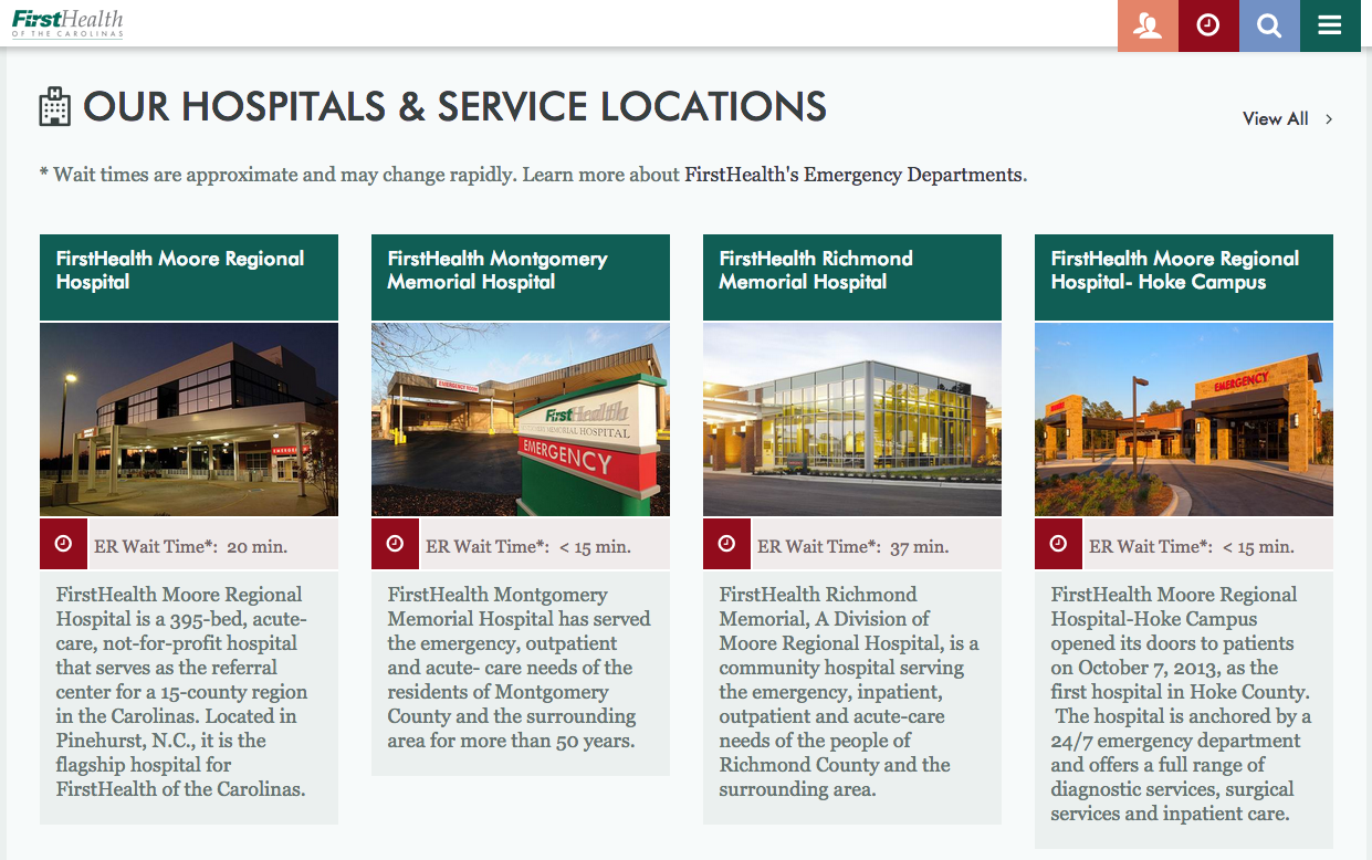 FirstHealth Locations & Wait Times