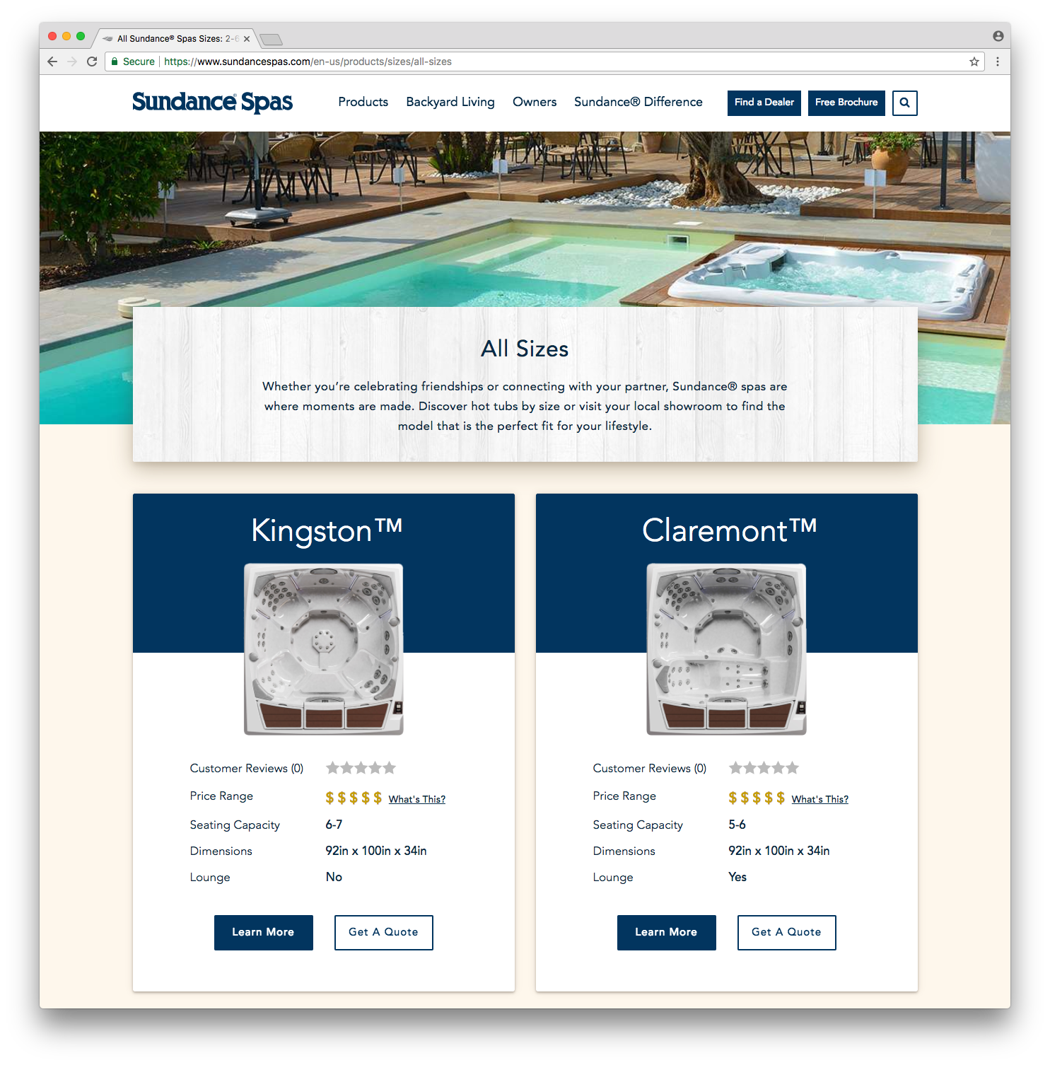 Sundance Spas Product List