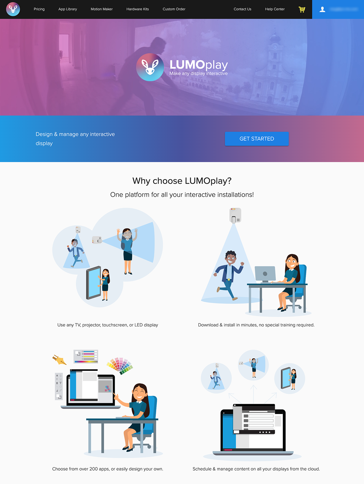 LUMOplay landing page.