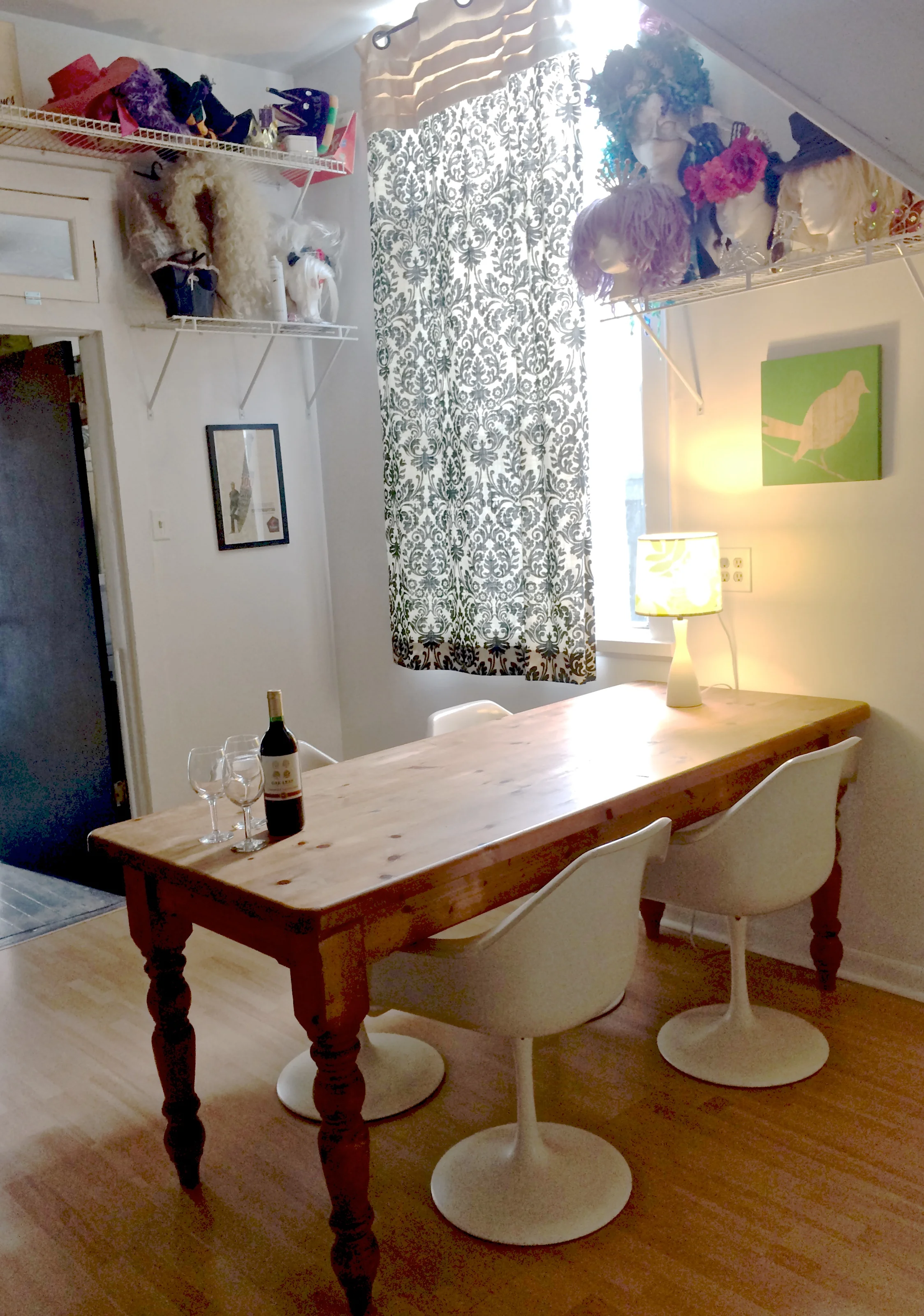 kitchen continued (with welcome gift). This table was perfect for getting work done (yay freelance life!) while traveling (and while everyone else was asleep). 