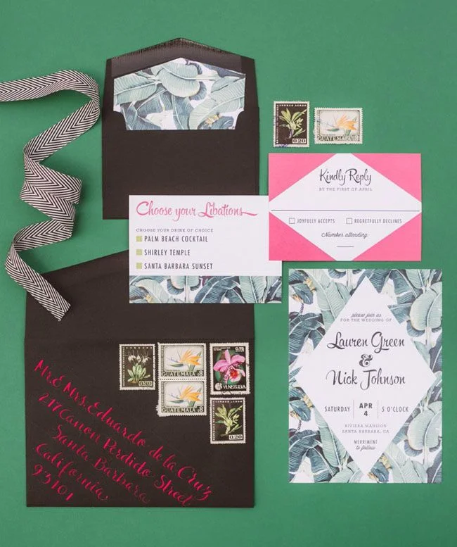 Via greenweddingshoes.com . Invitations by Black Lab Studio. Photo by Anna Delores Photography.