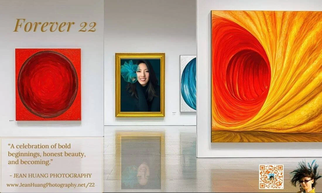 Fine art portrait of Jasmine by Jean Huang Photography displayed in a gallery setting - Forever 22 portrait experience for women in their early 20s in Los Angeles