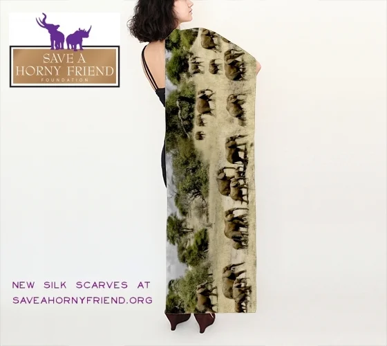 March of the Elephants Charmeuse Silk Scarf