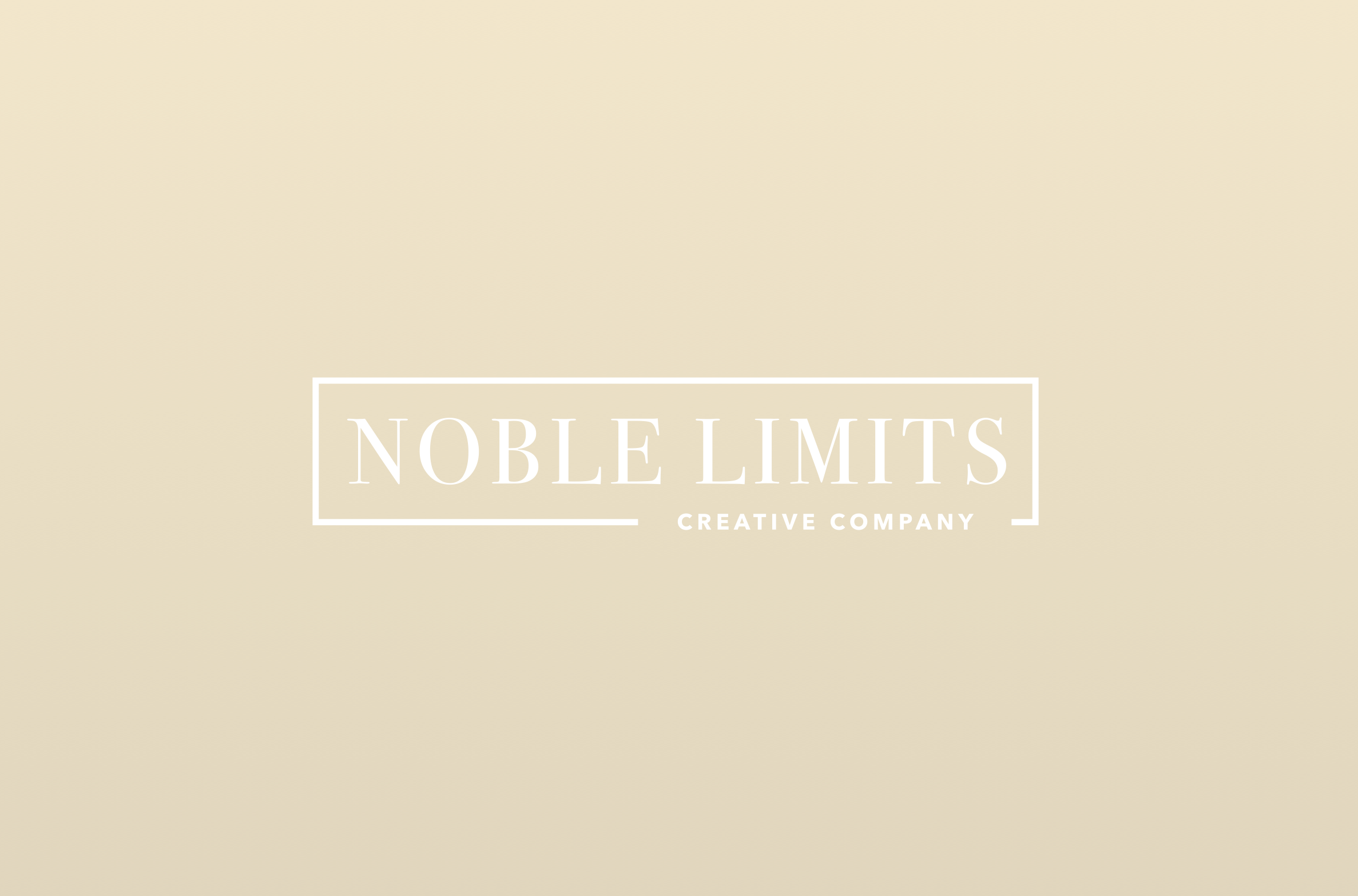 Visual Identity - Noble Limits Creative Company For Jared's freelance company, Noble Limits, he created a visual identity targeted specifically at wedding clients. He designed the brand to feel both elegant and modern, blending thin serif typefaces with bold, clean mid-centrury sans. The color chosen is slightly warmer than traditional champagne, aimed at evoking a sense of hospitality and professionalism. 