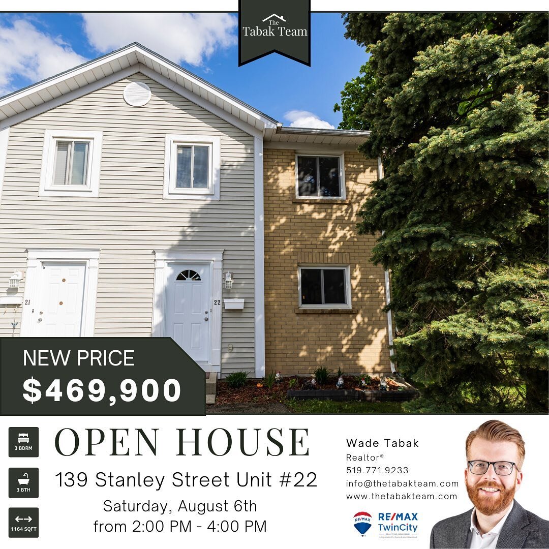 💥OPEN HOUSE SATURDAY, AUGUST 6 FROM 2PM-4PM💥

#LISTED - Welcome to 139 Stanley Street Unit #22, Brantford. Listed for $469,900.

This Beautiful Move-In Ready End Unit Townhouse Features:

&nbsp;&nbsp;&nbsp;&nbsp;⁃&nbsp;&nbsp;&nbsp;&nbsp;3 Bedrooms
