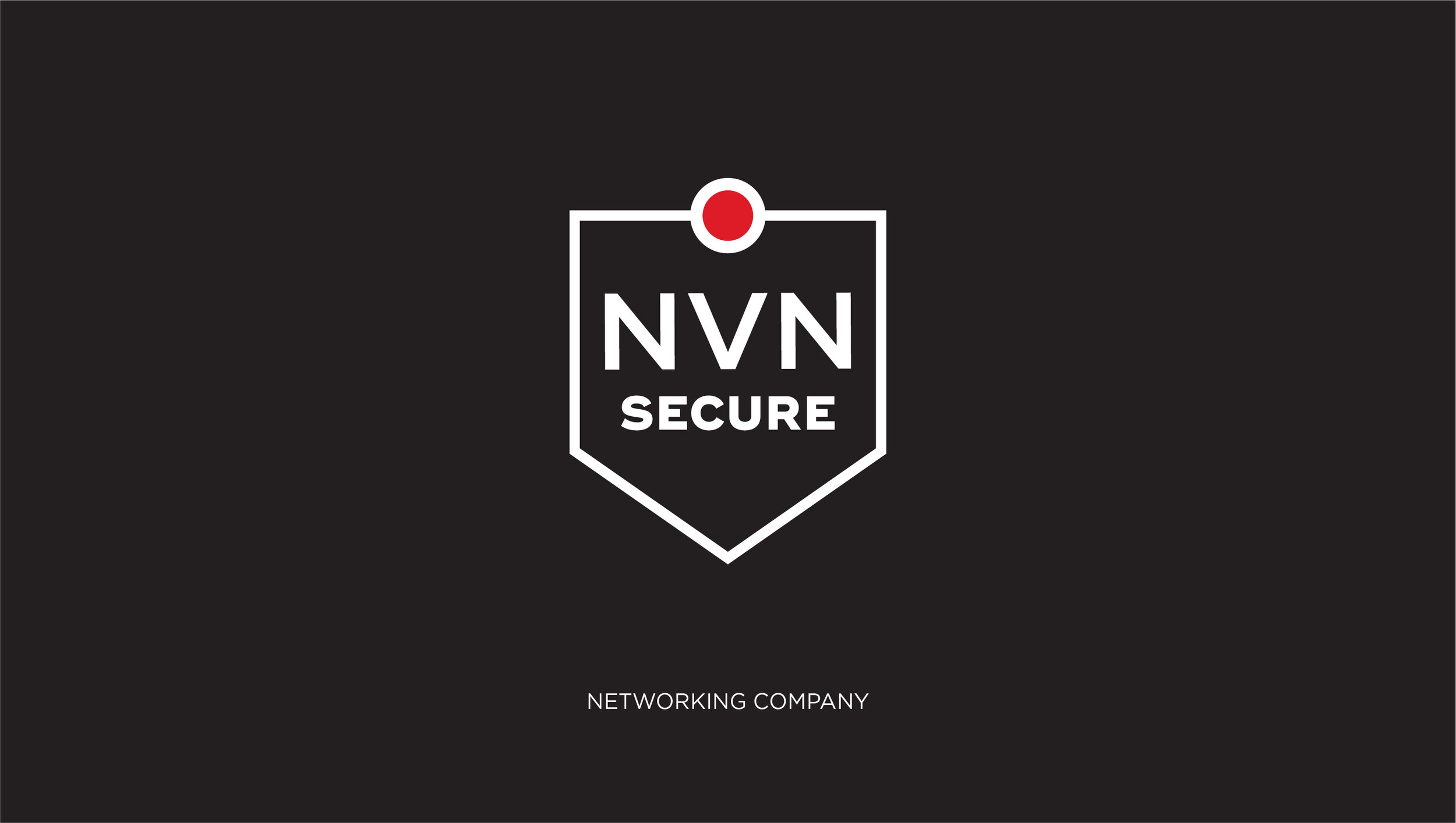 Logo design for NVN Secure, a networking company, on a black background with the company's name and a red dot above the logo.
