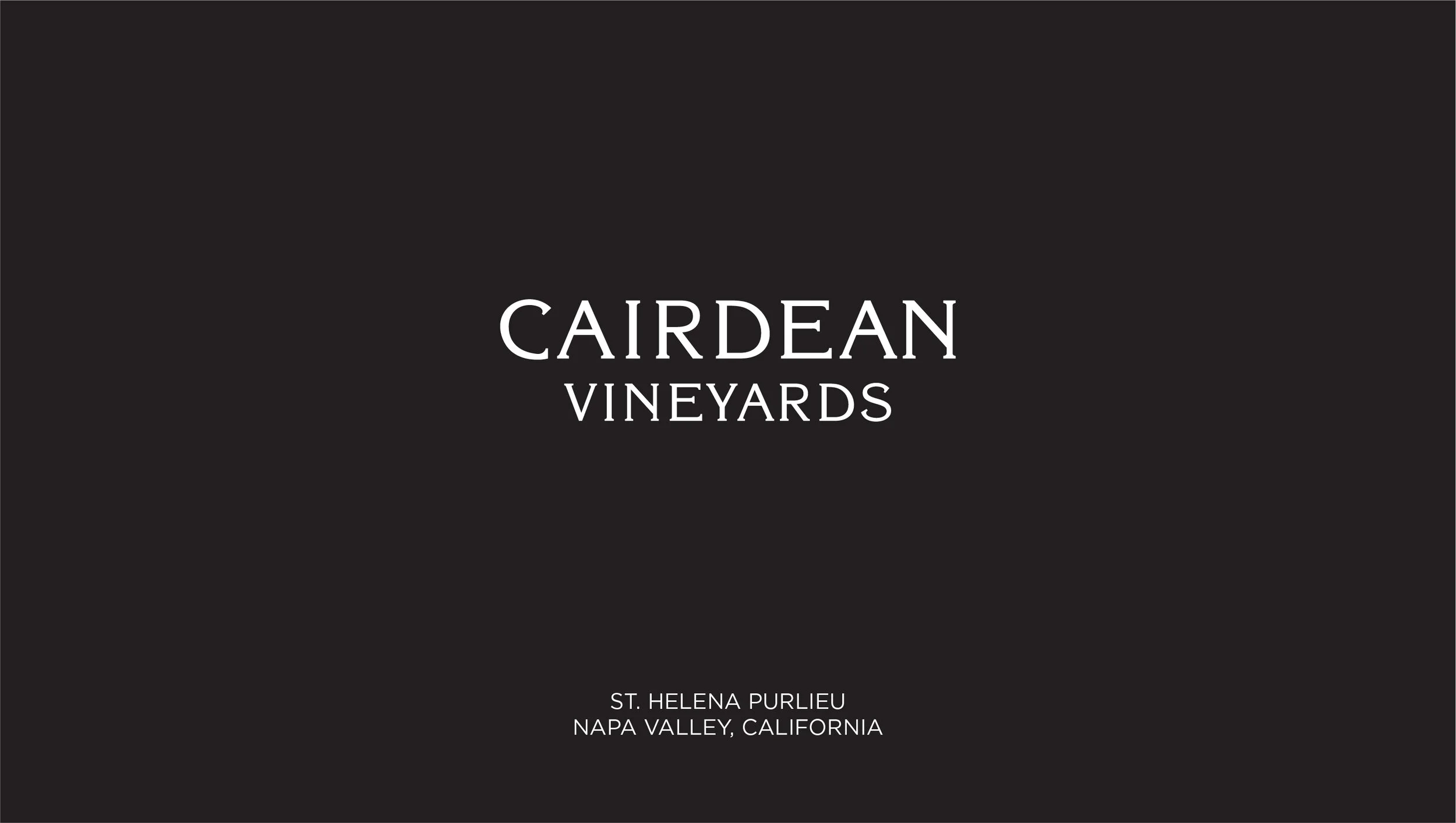 Black and white logo for Cairdean Vineyards, located in St. Helena, Napa Valley, California.