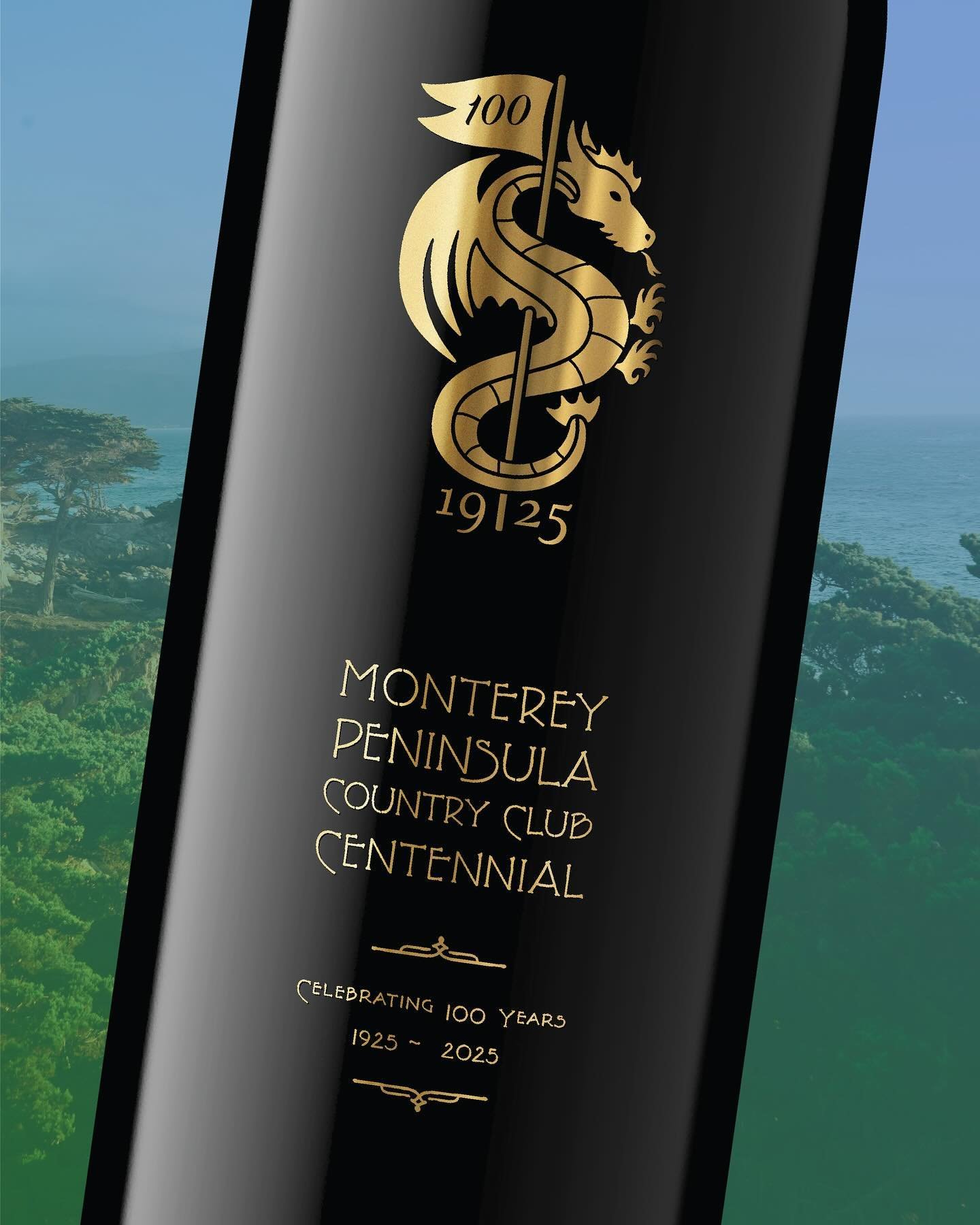 A special bottle of amazing #napacabernetsauvignon to celebrate Monterey Peninsula Country Club&rsquo;s 100th year. Only the best will do.
This is a simple, yet elegant design showcasing their logo and font choices reminiscent of 1925.

Silkscreen of