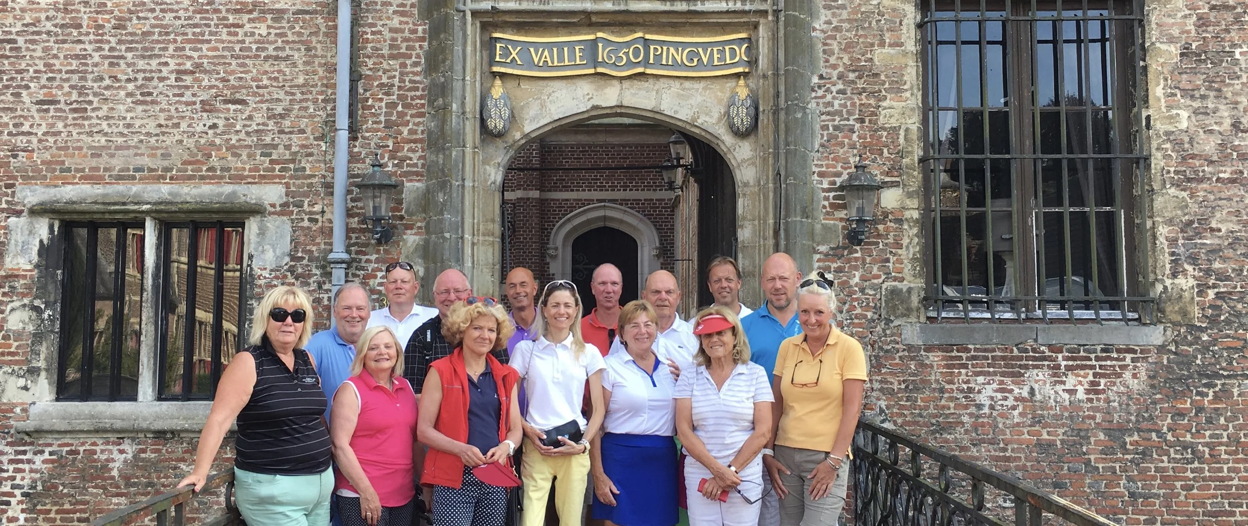 EGTMA Members in front of 14th century Cleydael Castle, Belgium