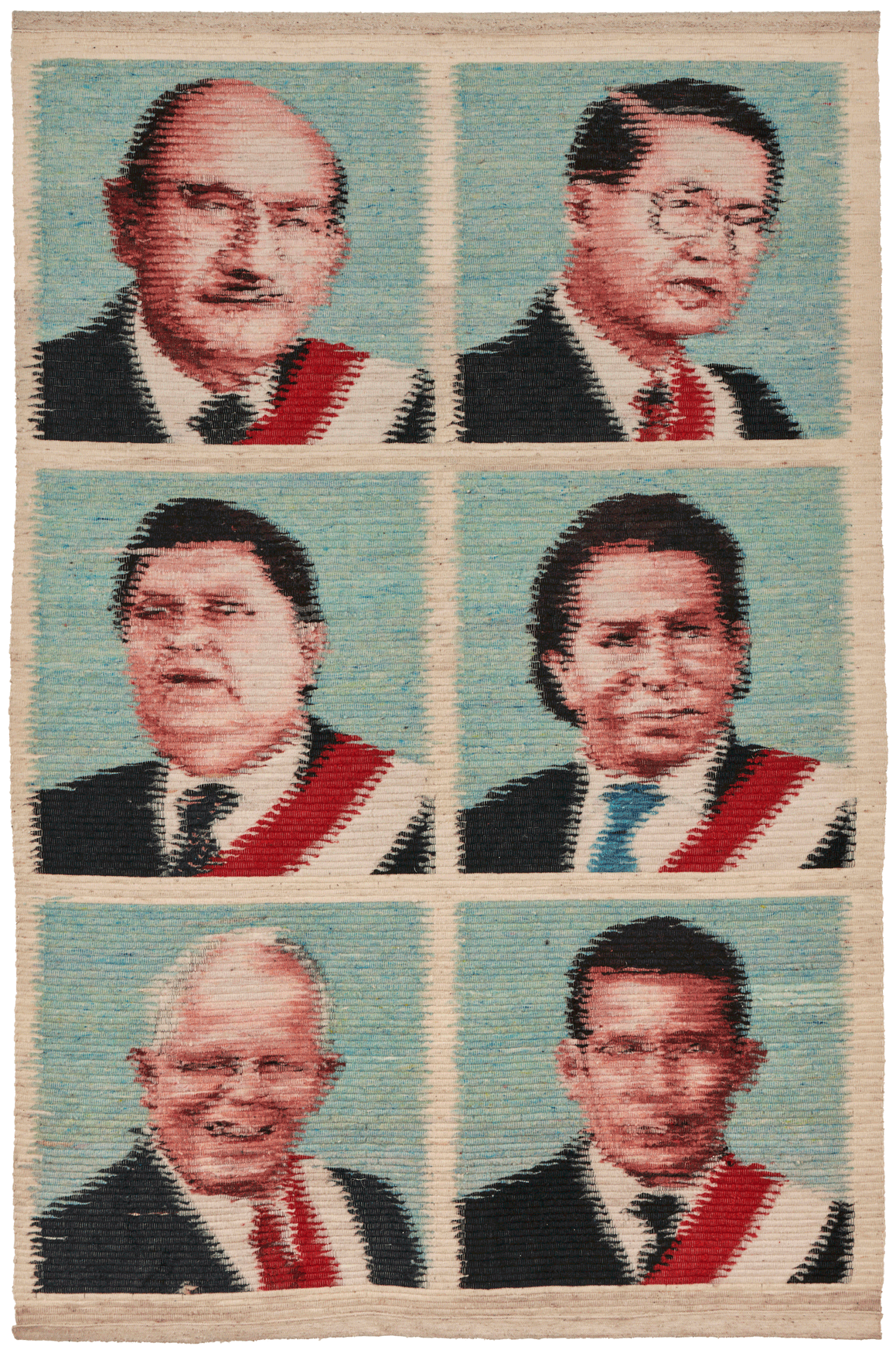 Encuentre usted las siete diferencias , 2019. En colaboración con Elvia Paucar. Tejido en lana de oveja. 210 x 137 cm. aproximadamente.